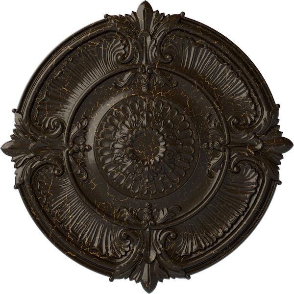 Ekena Millwork Attica Acanthus Leaf Medallion (Canopies up to 4 5/8"), 53 1/2"OD x 3 1/2"P, Stone Hearth Crackle CM53ATSHC - main